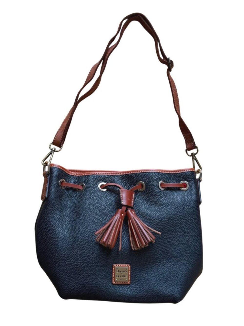 Dooney & Bourke Women's Aimee Crossbody Bag Pebble Grain Black Leather Bucket